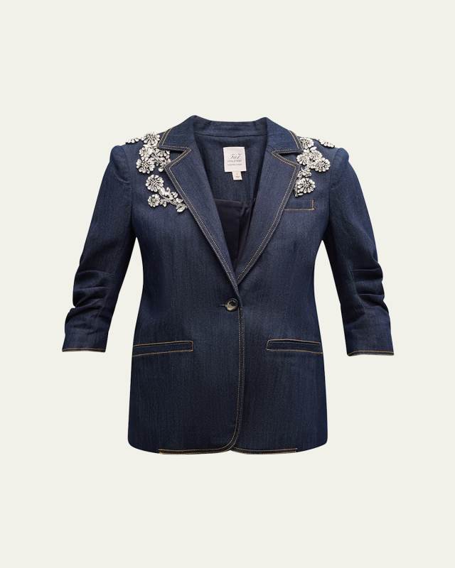Crystal Chrysanthemum Khloe Denim Blazer